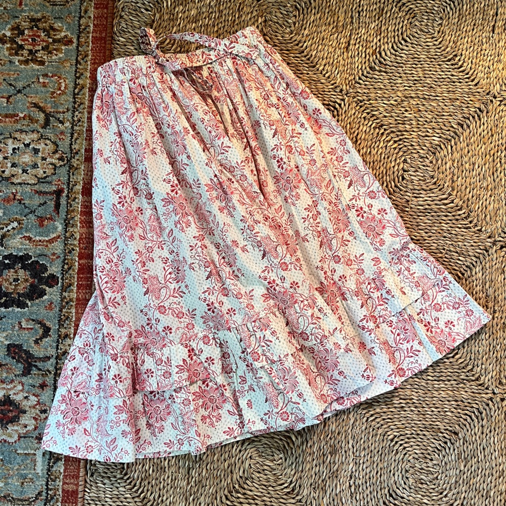 Daydress frill chintz trail skirt cerise poplin